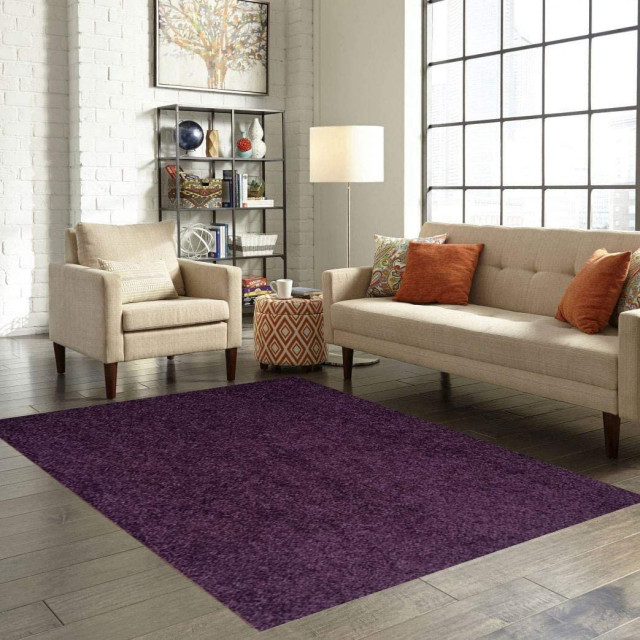 Color World Collection Way Pet Friendly Area Rugs, Purple, 2' x 12