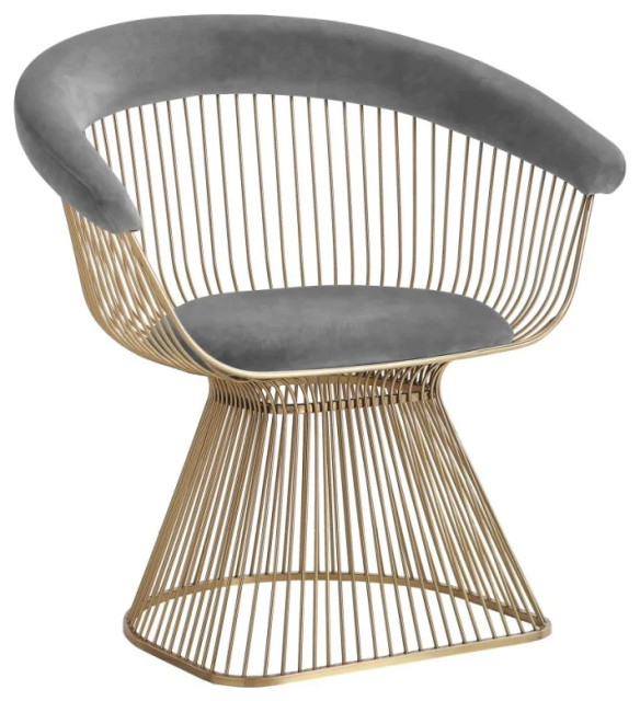 Maxim Grey Velvet and Brushed Gold Dining Chair SET/2 Contemporary