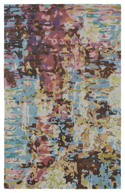 Galen Contemporary Abstract Blue/ Multi Area Rug, 5'x8'