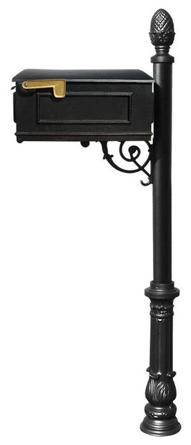 QualArc Lewiston Mailbox with Post and Pineapple Finial - LM-703-LPST-WHT
