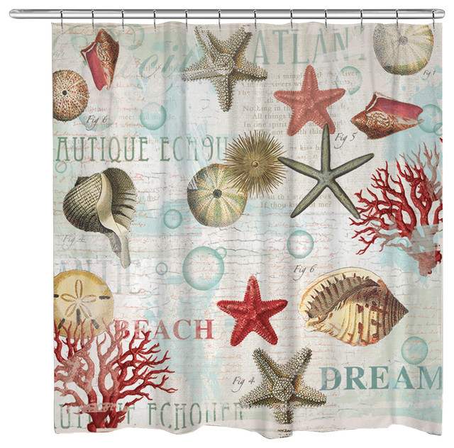 Dream Beach Shells Shower Curtain Style Curtains Dream Beach Shells Shower Curtain
