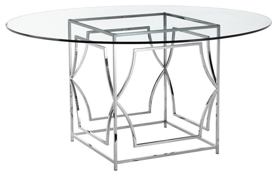 American Home Classic Edward Round Metal Dining Table in High Polish