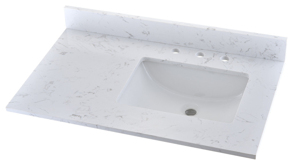 36'' Single Bathroom Vanity Top, White With Sink - Contemporary ...