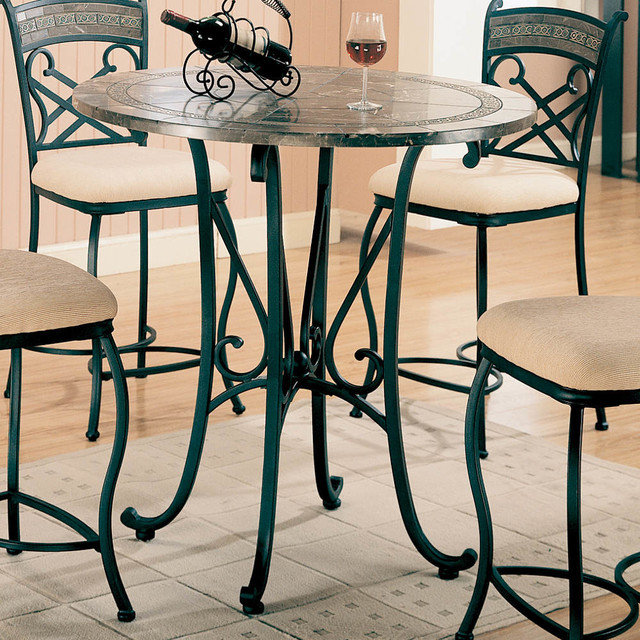 Ardith Collection Marble Top Bar Table with Metal Base