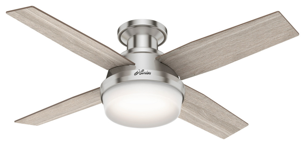 Hunter 44" Dempsey Low Profile Brushed Nickel Ceiling Fan, LED Kit and Remote