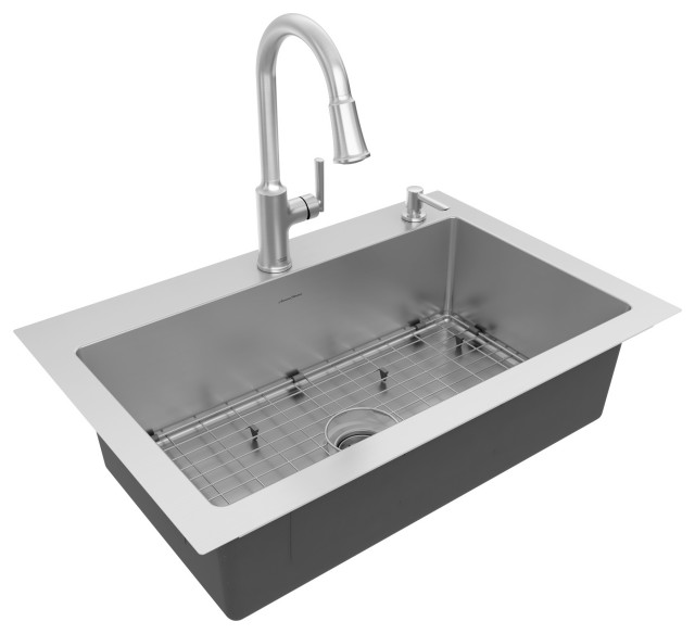 Raviv PullDown Faucet/DoubleBowl Kitchen Sink Kit Contemporary Kitchen Faucets by