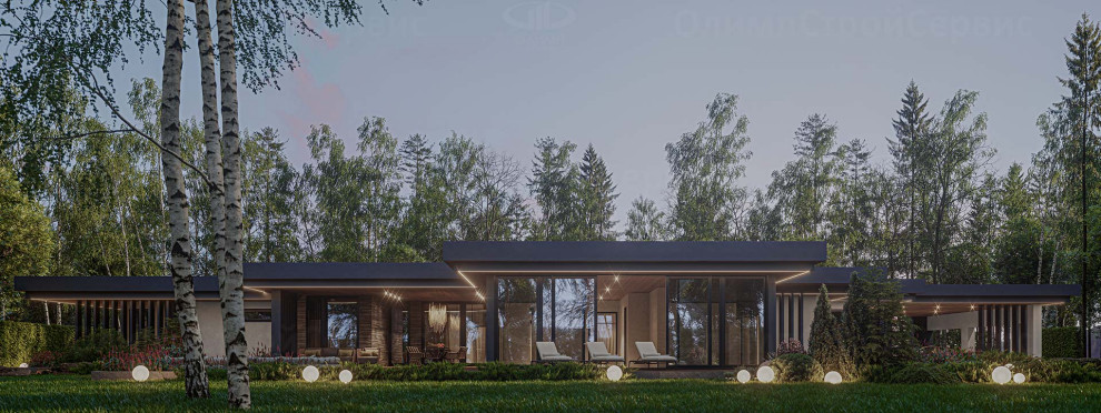 Одноэтажный дом «Бергер» с плоской крышей