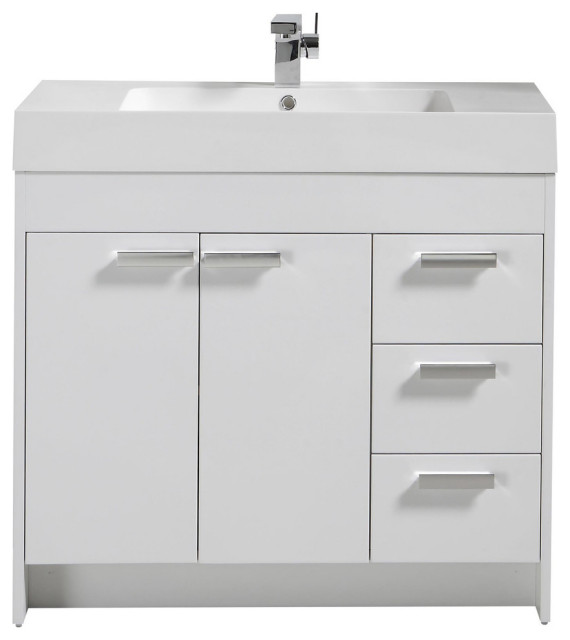 Eviva Lugano 36" White Modern Bathroom Vanity with White Integrated