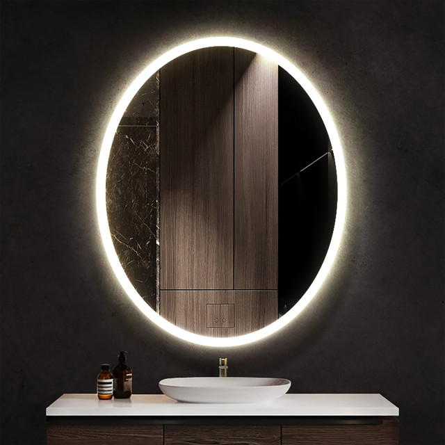 Ellipse Oval LED Mirror Modern Bathroom Mirrors by Ketcham