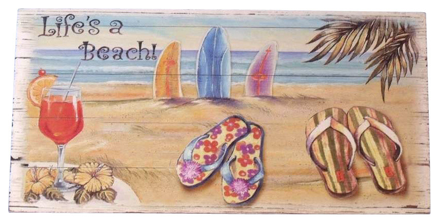 Wooden Life's a Beach Sign 14" Beach Bedroom Decor Nautical Themed Rooms, New