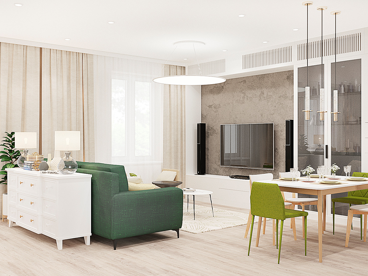 Столовая-гостиная в частном доме