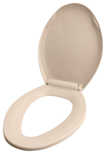 Elongated Plastic Toilet Seat Slow Close Easy Remove  Adjustable Hinge Bone