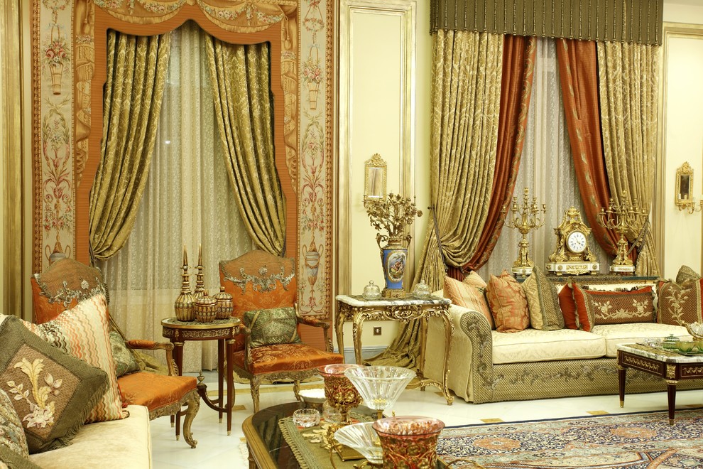 This is an example of a traditional formal living room in Other with beige walls.
