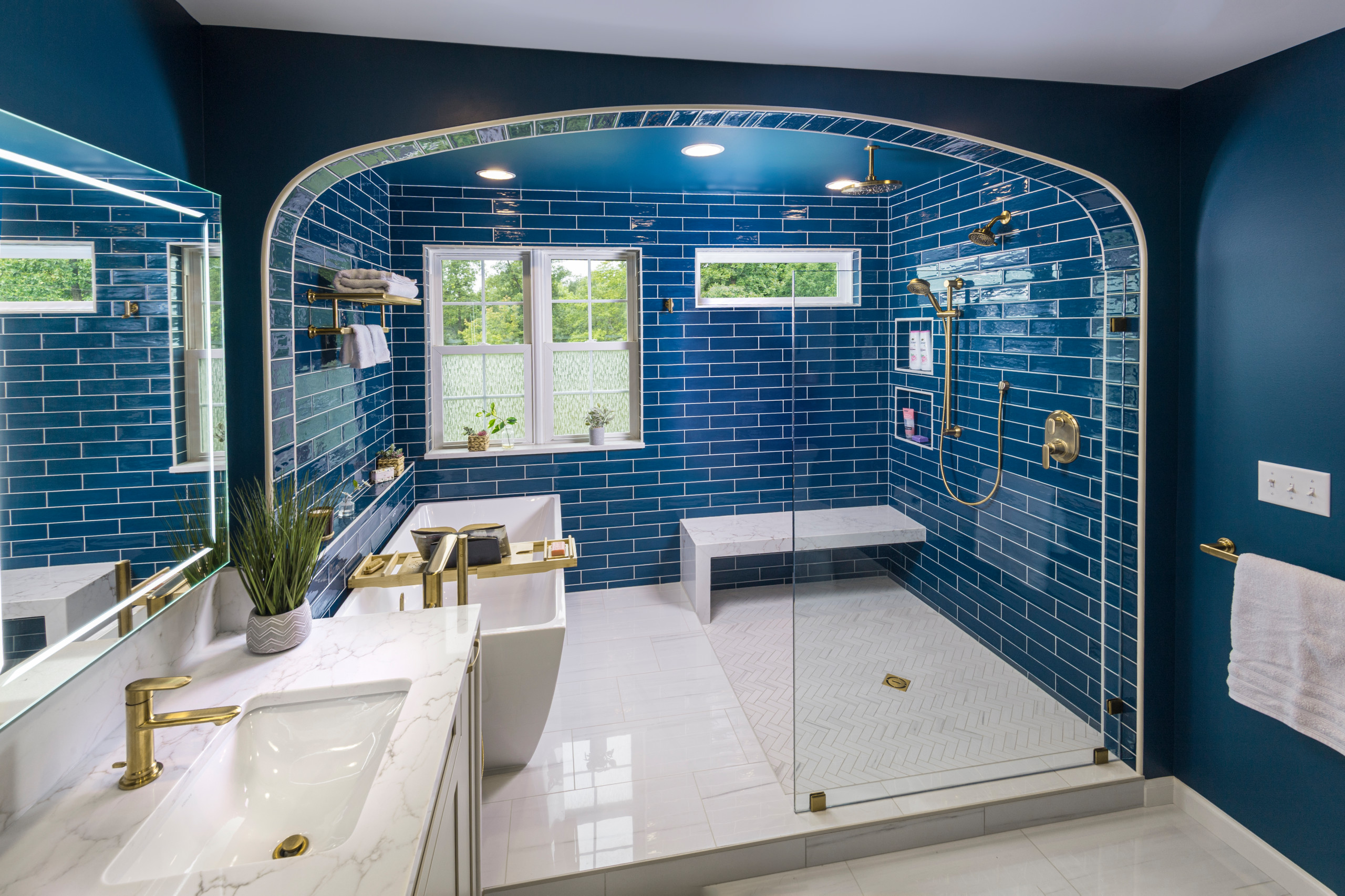 Beyond Beige - A Bold Blue Master Bath Transformation in Harrisburg, PA