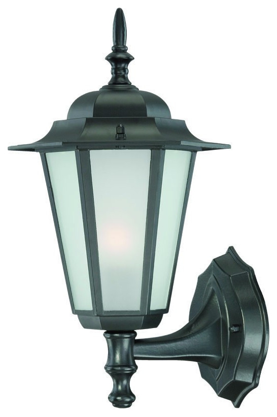 Matte Black Frosted Glass Lantern Wall Light Traditional Outdoor