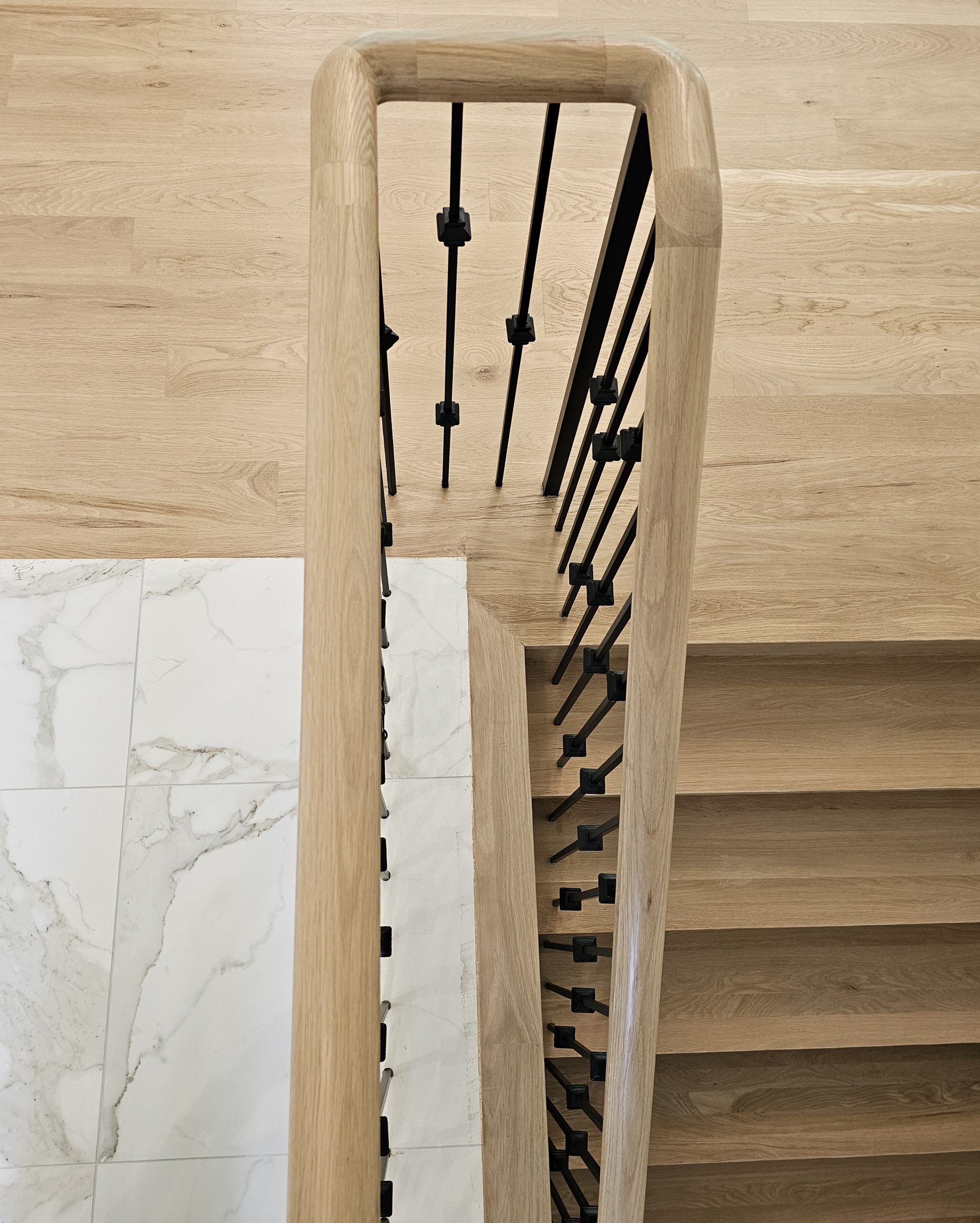 120_Luxurious White Oak Stair with Iron Balusters, Great Falls, 22066