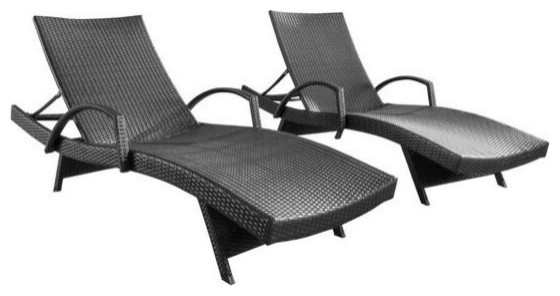 Gdf Studio Soleil Outdoor Gray Wicker, 2 Arm Chaise Lounge