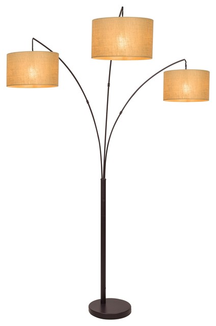 Akira Modern 3 Light Arc Floor Lamp, 3 Light Arched Floor Lamp