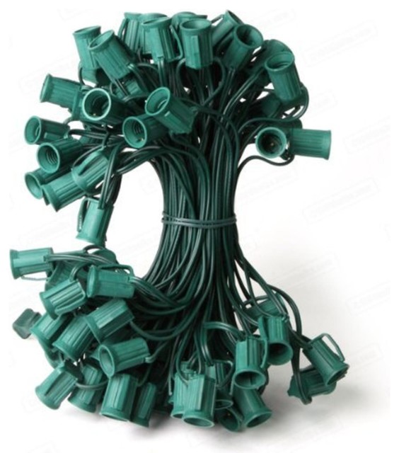 100' Commercial C9 Christmas Light Socket Set, 12", Spacing 18 Gauge