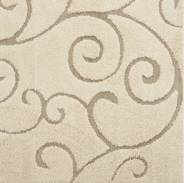 Burgeon Scrolling Vine Shag Area Rug Contemporary Area Rugs by