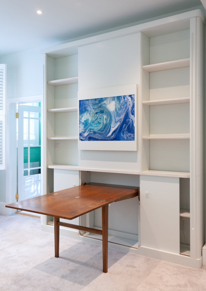 TV wall with a folding table and an artwork Contemporary Living