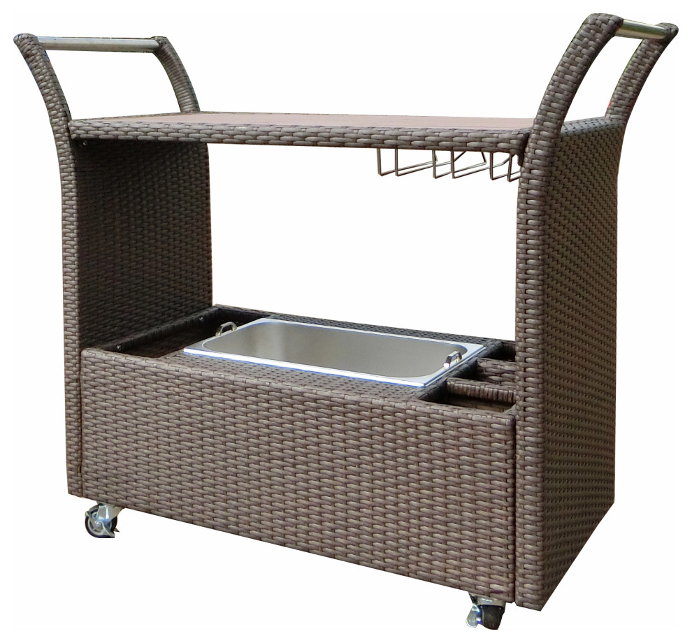 South Beach Dining Cart Tropical Outdoor Dining Tables by