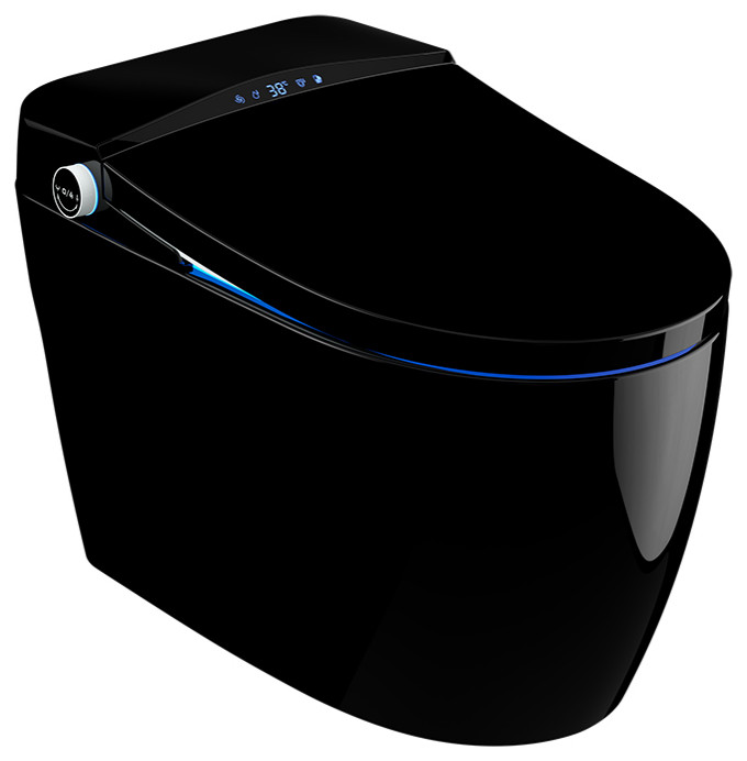 OnePiece Elongated Black Smart Toilet Floor Mounted Automatic Toilet