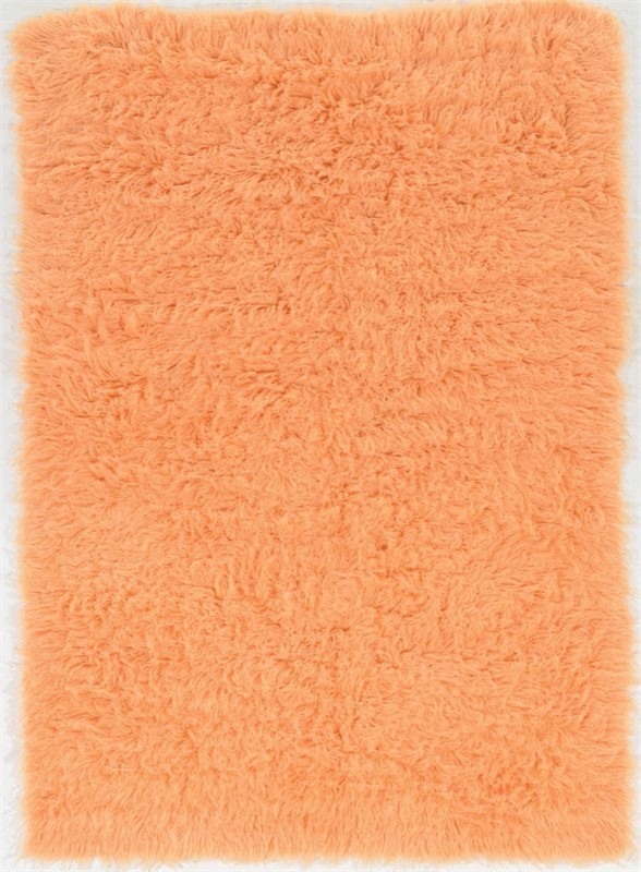 Linon New Flokati Hand Woven Wool 2'x3' Rug in Sherbet Orange