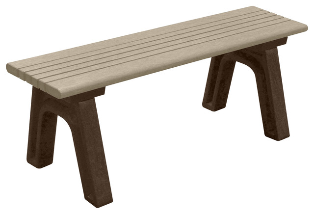 Bench, Hartford Backless, 4', with Brown Legs, Sand