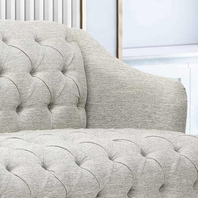 Contemporary Tufted Fabric 3 Seater Sofa - Transitional - Sofas - by ...