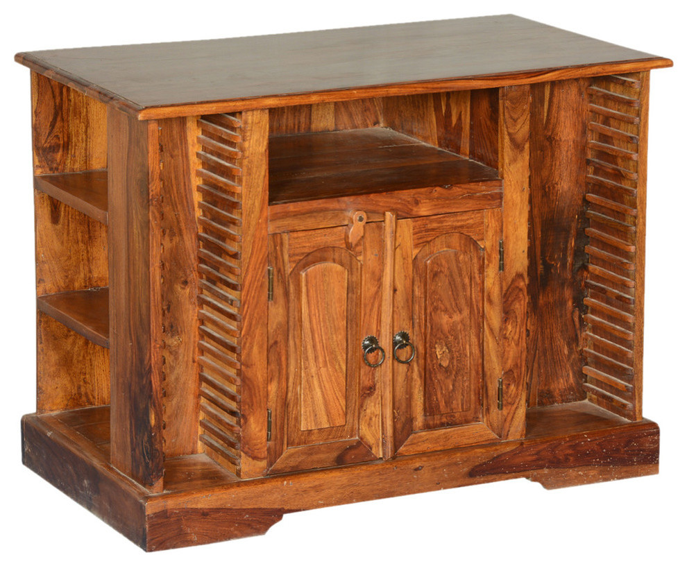 Ivesdale Rustic Solid Wood Side Open Media Console TV Stand
