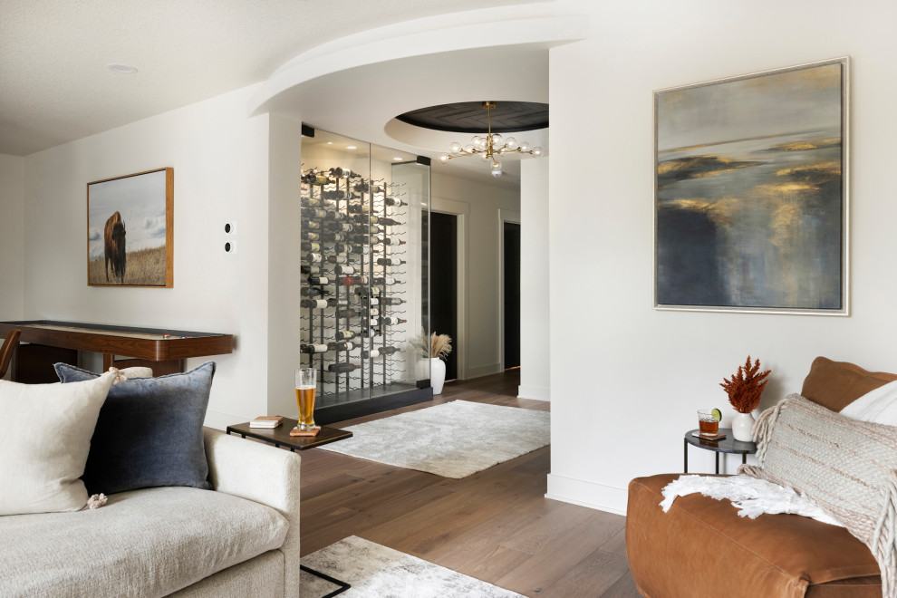 Inspiration for a rustic basement remodel in Minneapolis