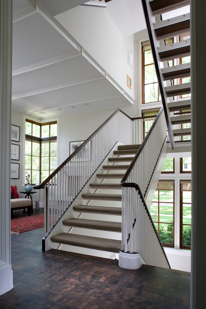 Transitional Corner Traditional Staircase Chicago by