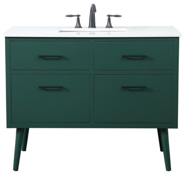 42" Bathroom Vanity, Green Midcentury Bathroom Vanities And Sink