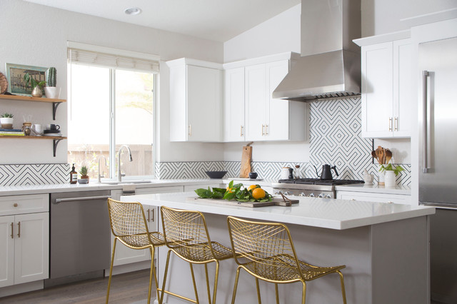 Black and Brass Amp Up a White Kitchen