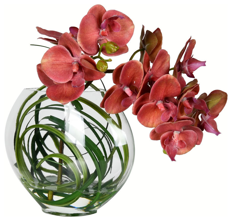 98" Pink Orchid, Glass Pot