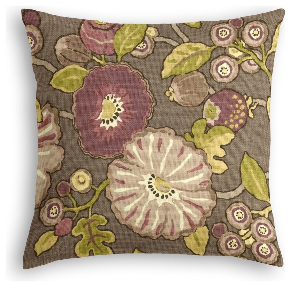 Purple & Green Modern Floral Custom Throw Pillow
