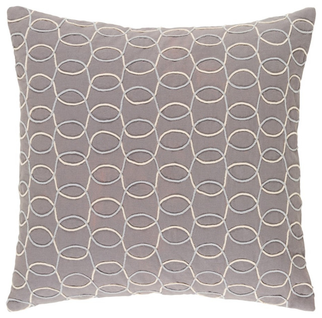 Solid Bold II by B. Berk for Surya Pillow Cover, Gray/Cream, 22x22