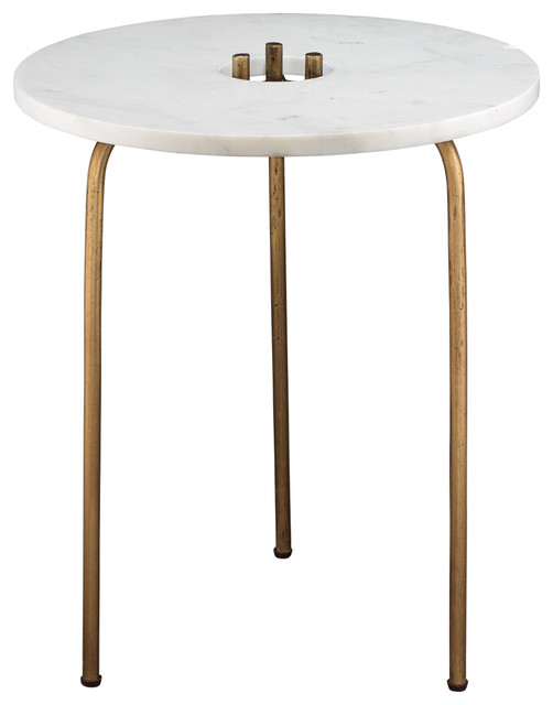 Jamie Young Durham Side Table In White Marble 20DURH-STAB