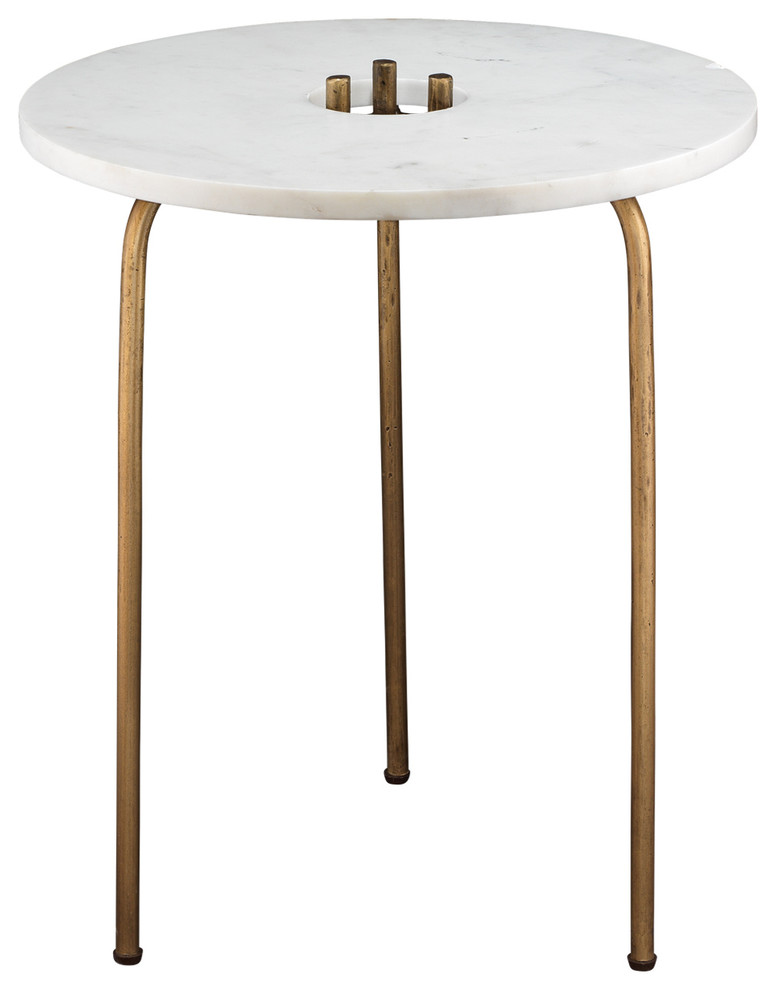Jamie Young Durham Side Table In White Marble 20DURH-STAB