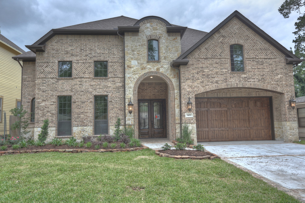 Example of a transitional exterior home design in Houston
