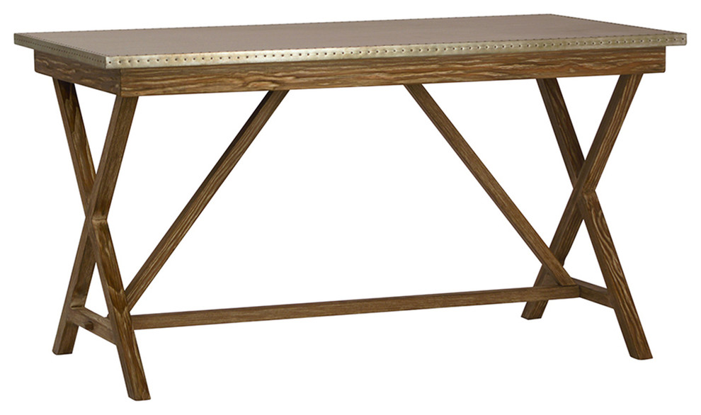 Rustic Zinc Top Desk Industrial Desks And Hutches By Design