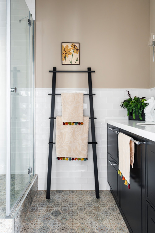 Decorative Ladders: Multi-Compartment Small Bathroom Storage Cabinets