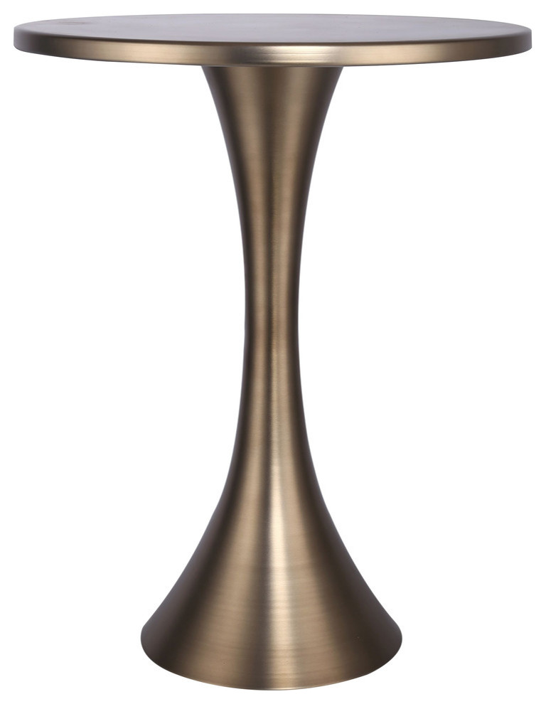 24" H Round Metal Matte Golden Bronze Accent Table Contemporary