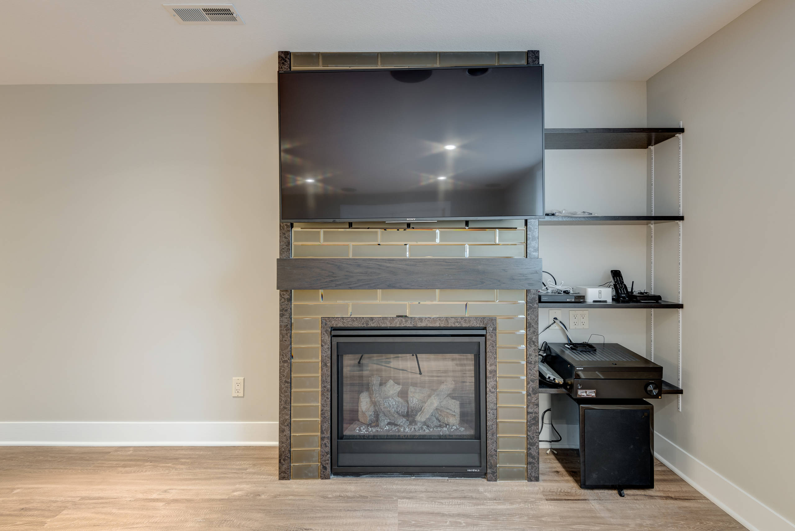 Transitional Modern Basement with Guest Bedroom Paxton