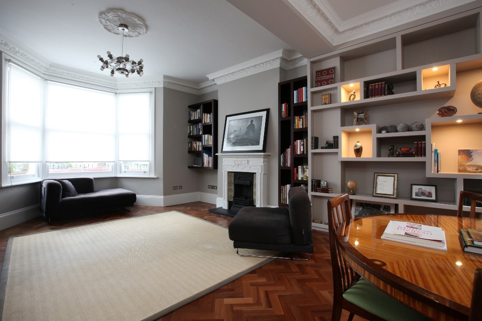 This is an example of a transitional living room in London.