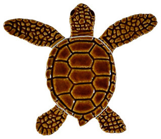 Ceramic Tile Designs, Mini Loggerhead Turtle, Brown, Both Flippers