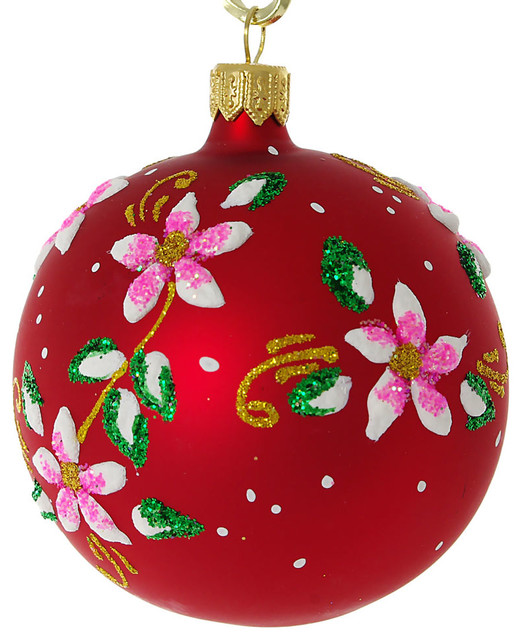 Bloom Glass Christmas Ball Ornament, Red Matte 