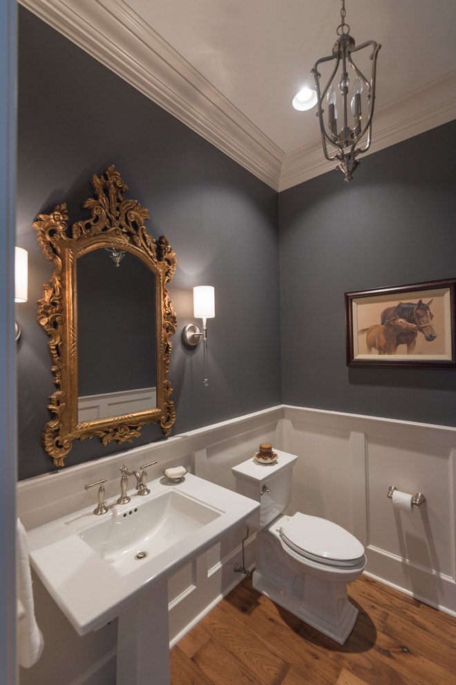 Example of a large transitional home design design