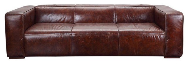 Baton 101" Leather Sofa, Brown